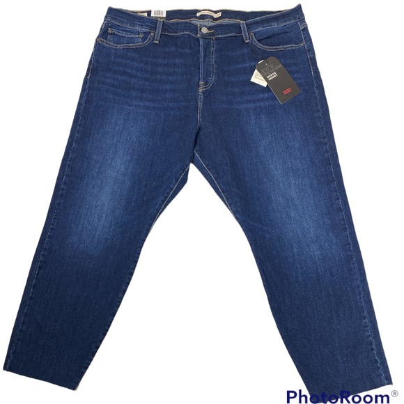 Levis Big E Jeans Wedgie Skinny Womens SZ 22W Crop Raw Hem Button Fly Plus - Picture 4 of 16